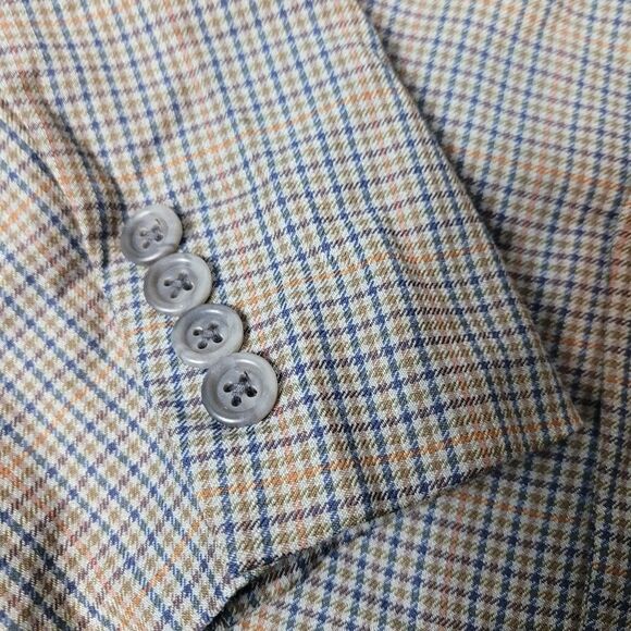 Burberry London Mens 43 S Jacket Glen Check Orange 2 Button Single Vent Blazer - Picture 8 of 15